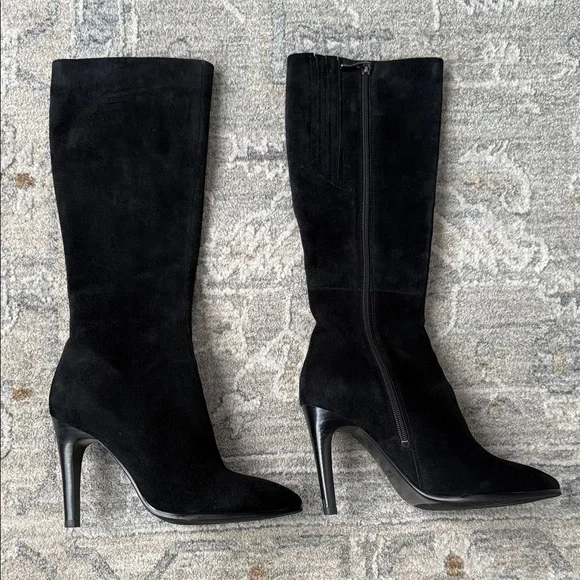 Elegant Suede Black High Boots - Picture 1 of 6